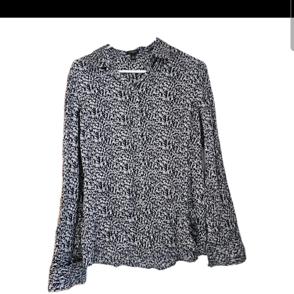 Ann Taylor Black and White Blouse 91% Silk